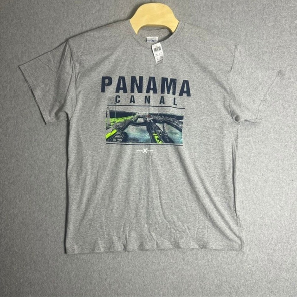 NWT Mne's Gray Celebrity Cruises Panama Canal Graphic‎ T-Shirt Size XL